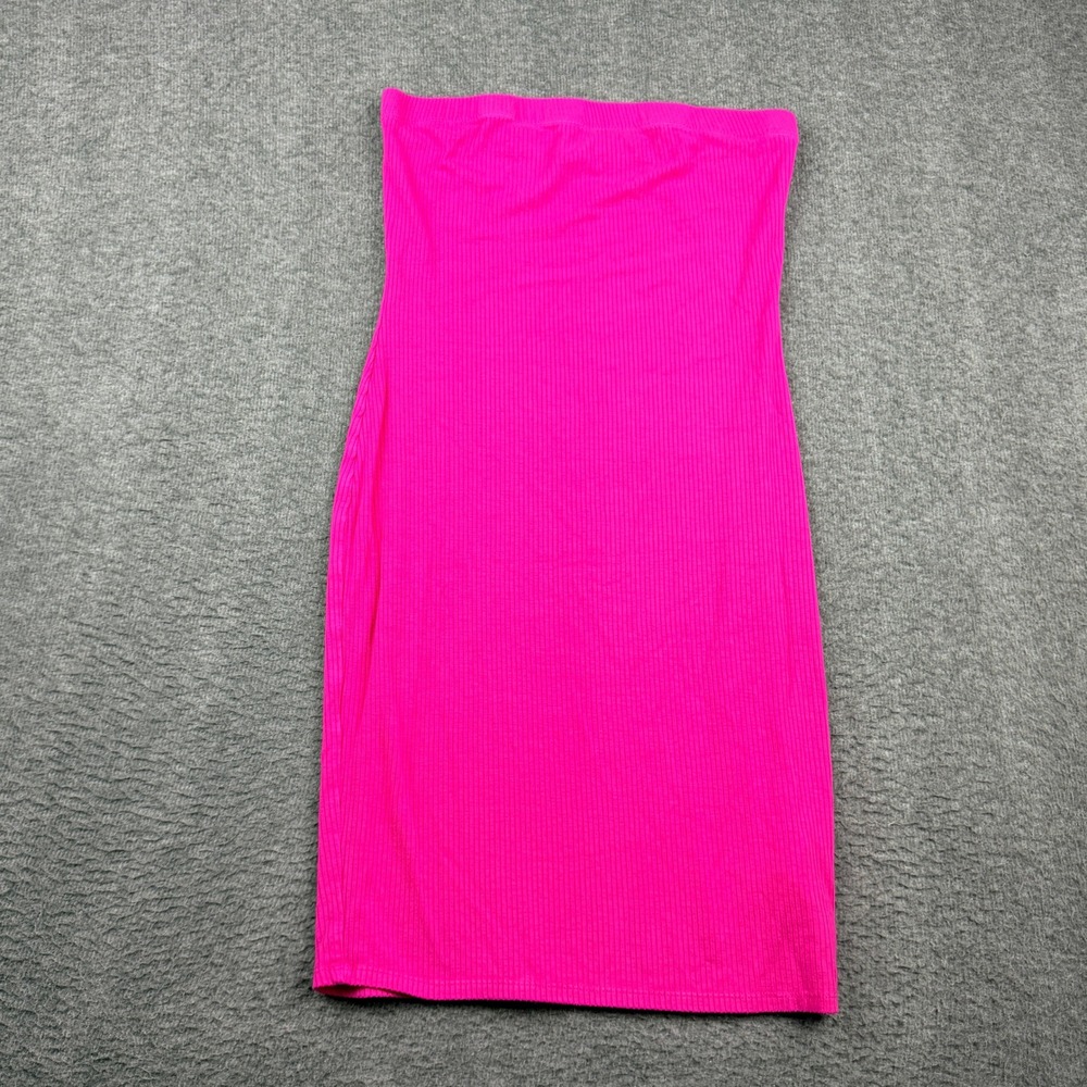 Love J Pink Ribbed Women's L Large Strapless Bodycon Mini Dress‎